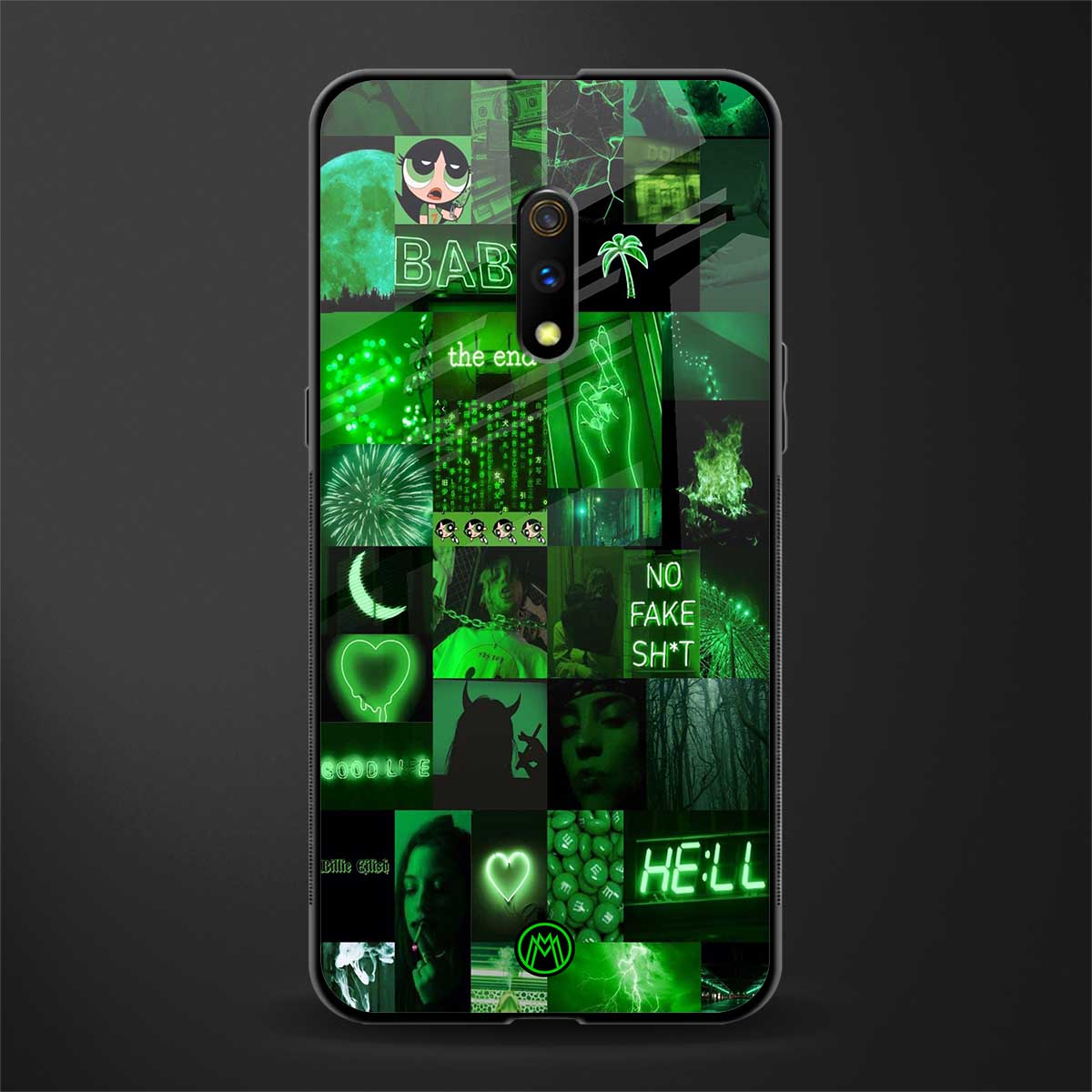 black green aesthetic collage glass case for oppo k3 image