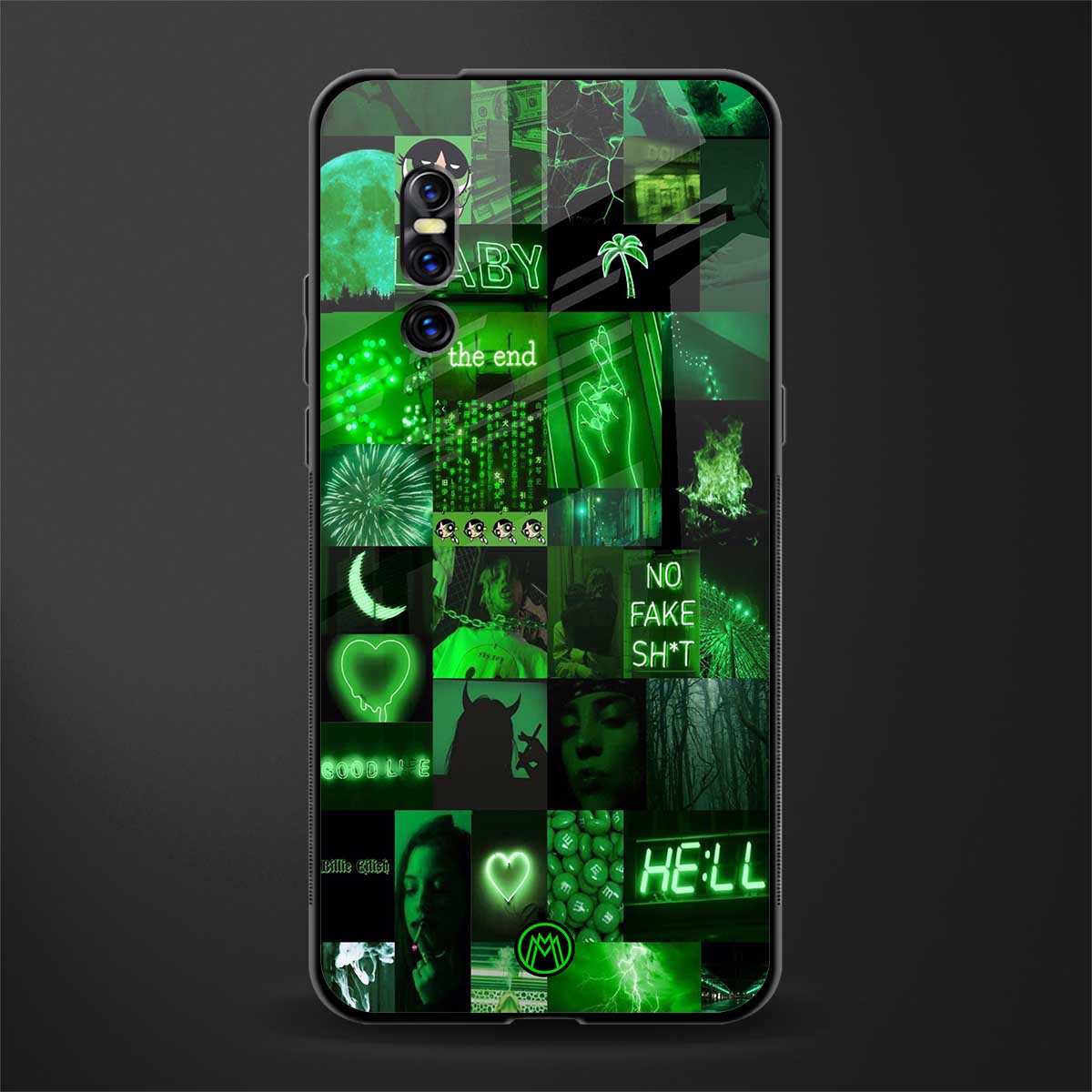 black green aesthetic collage glass case for vivo v15 pro image