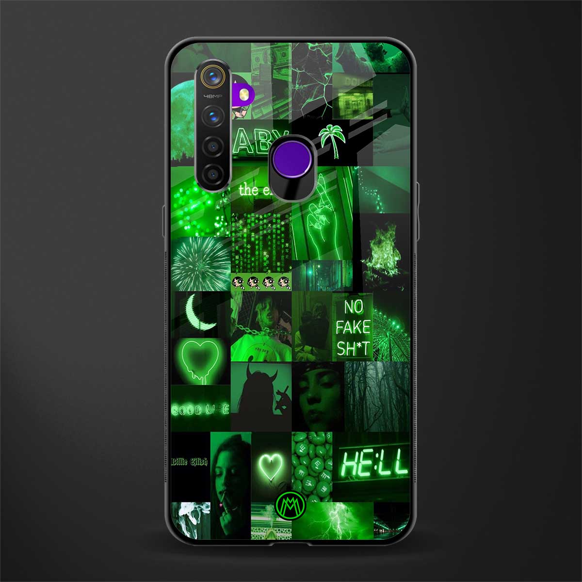 black green aesthetic collage glass case for realme 5s image