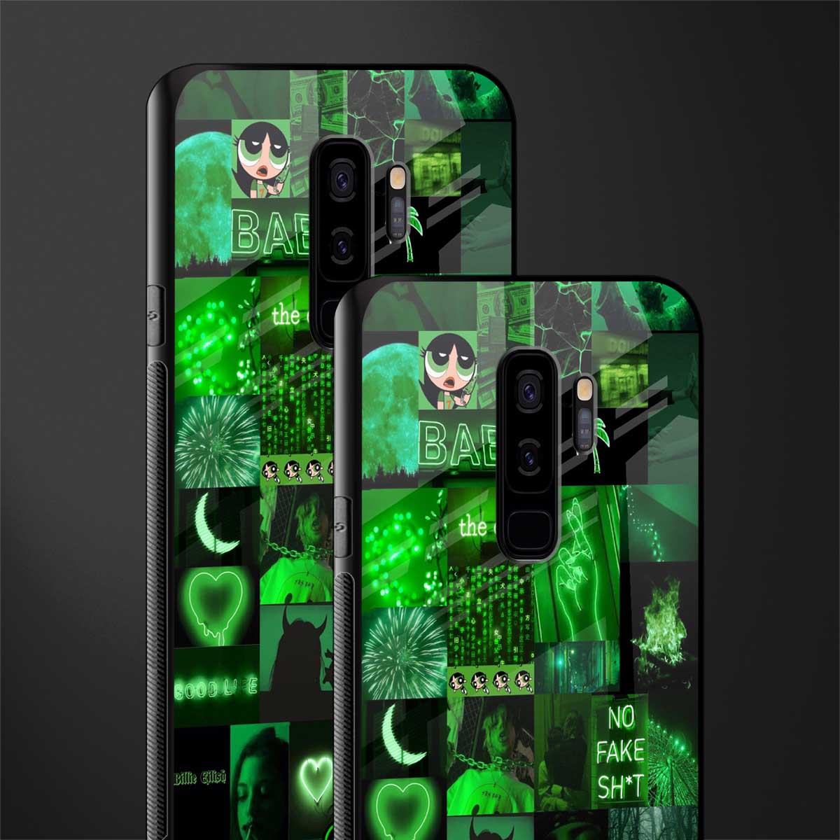 black green aesthetic collage glass case for samsung galaxy s9 plus image-2