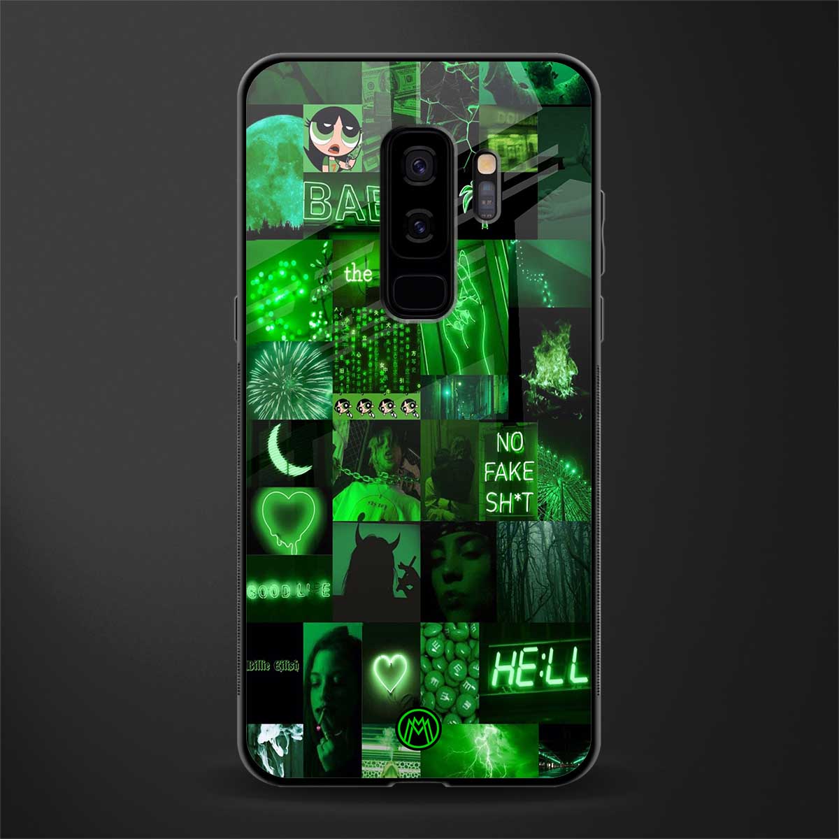 black green aesthetic collage glass case for samsung galaxy s9 plus image