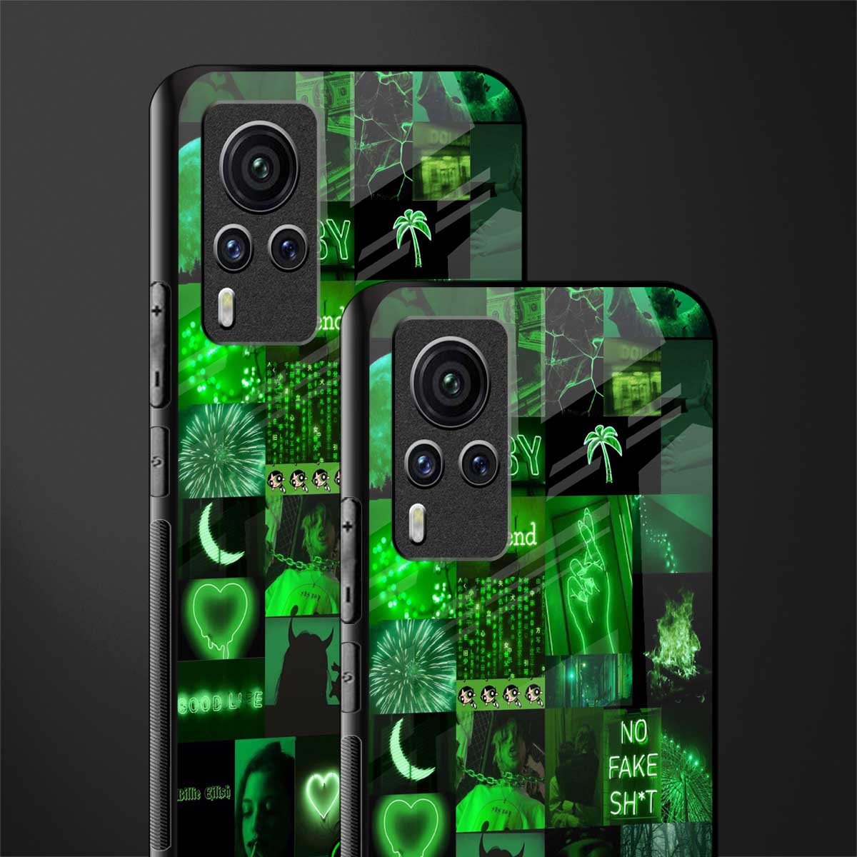 black green aesthetic collage glass case for vivo x60 pro image-2