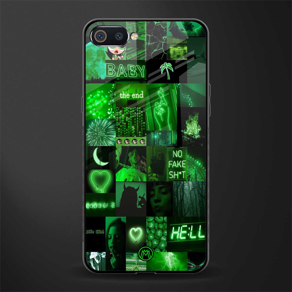 black green aesthetic collage glass case for realme c2 image