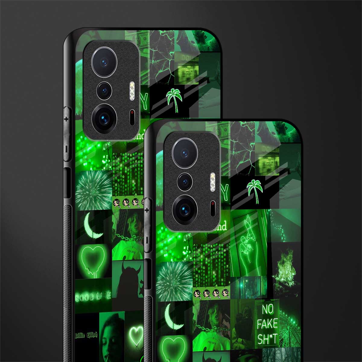 black green aesthetic collage glass case for mi 11t pro 5g image-2