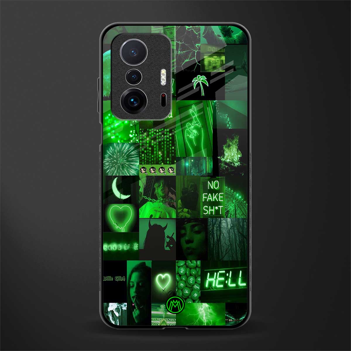 black green aesthetic collage glass case for mi 11t pro 5g image