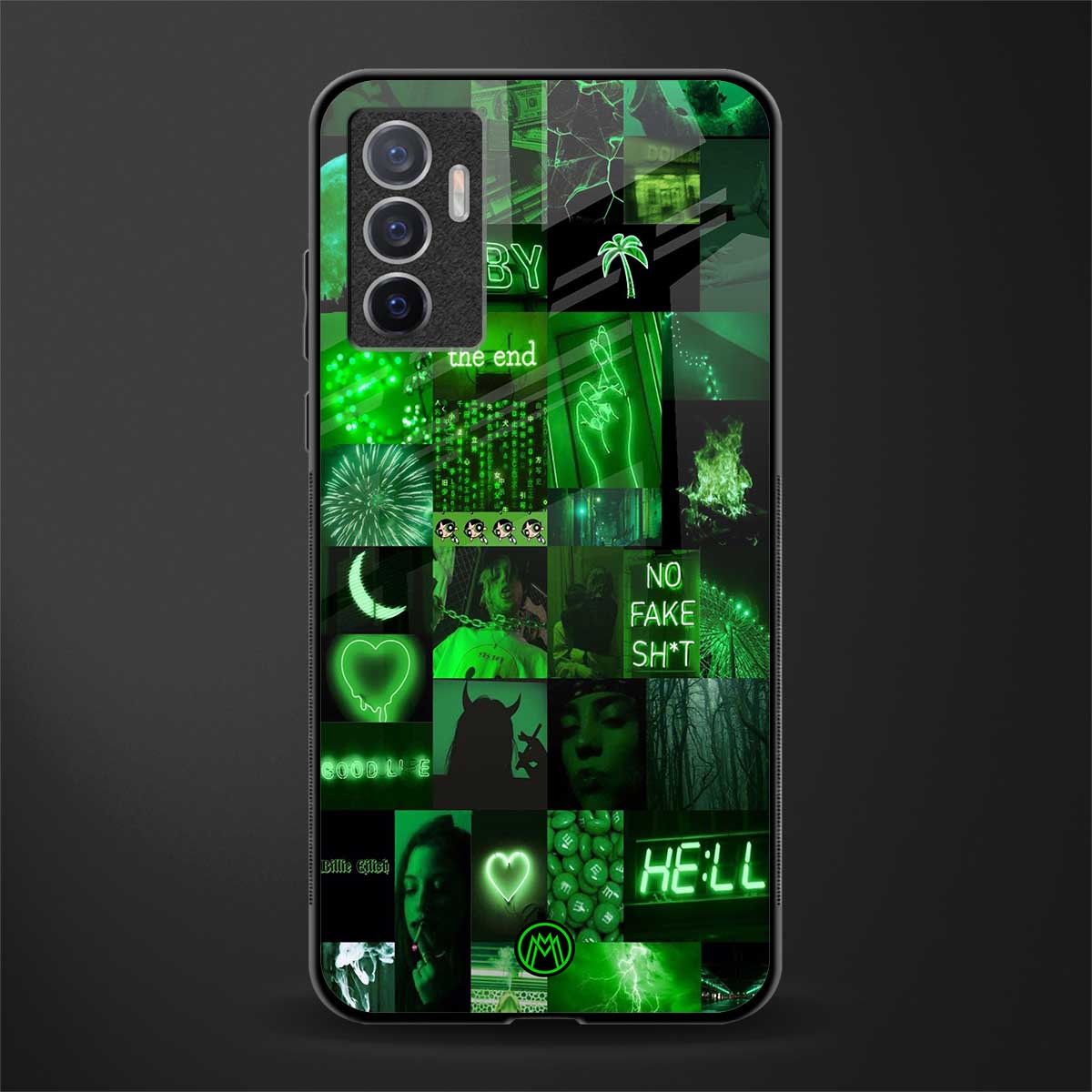 black green aesthetic collage glass case for vivo v23e image