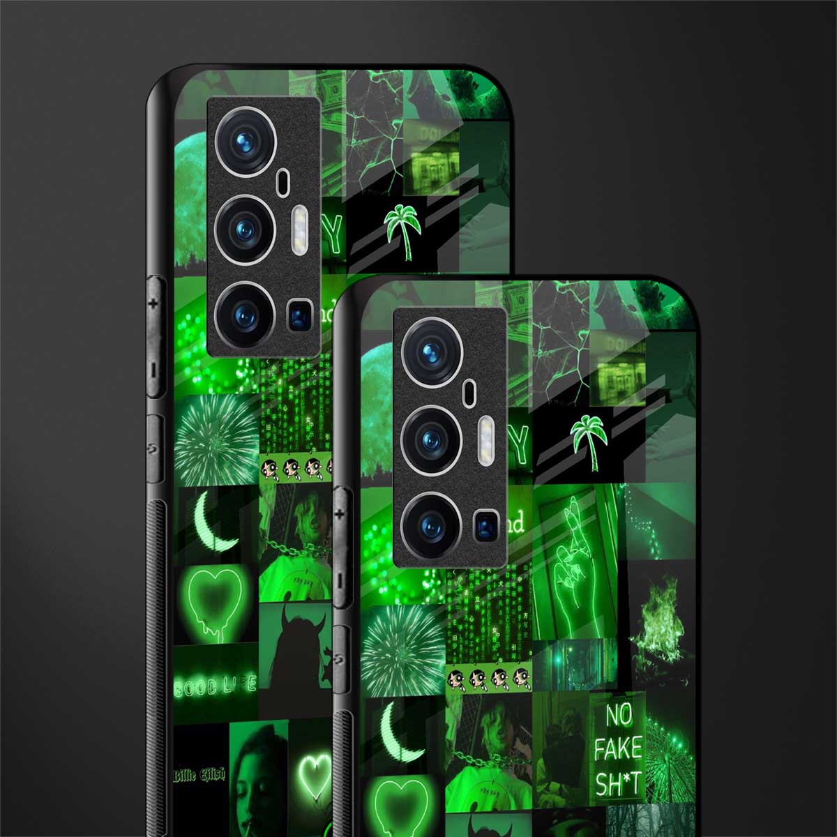 black green aesthetic collage glass case for vivo x70 pro plus image-2