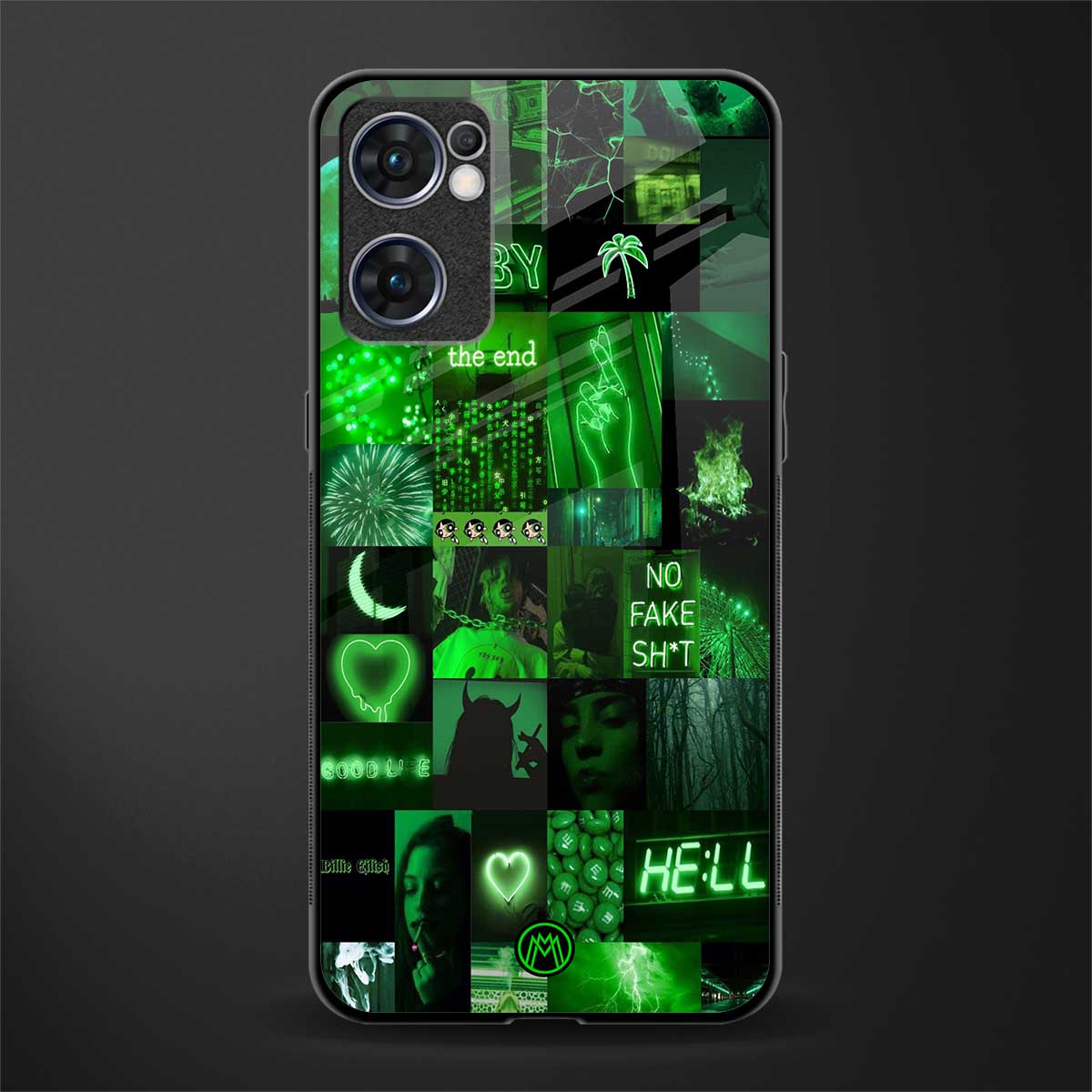 black green aesthetic collage glass case for oppo reno7 5g image