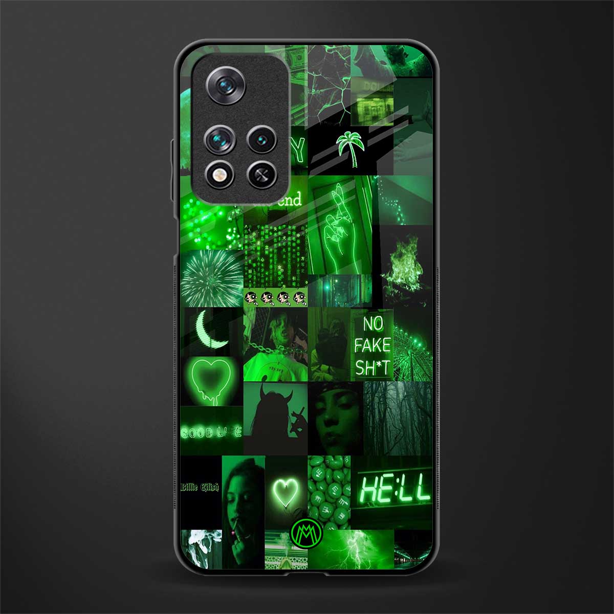 black green aesthetic collage glass case for poco m4 pro 5g image