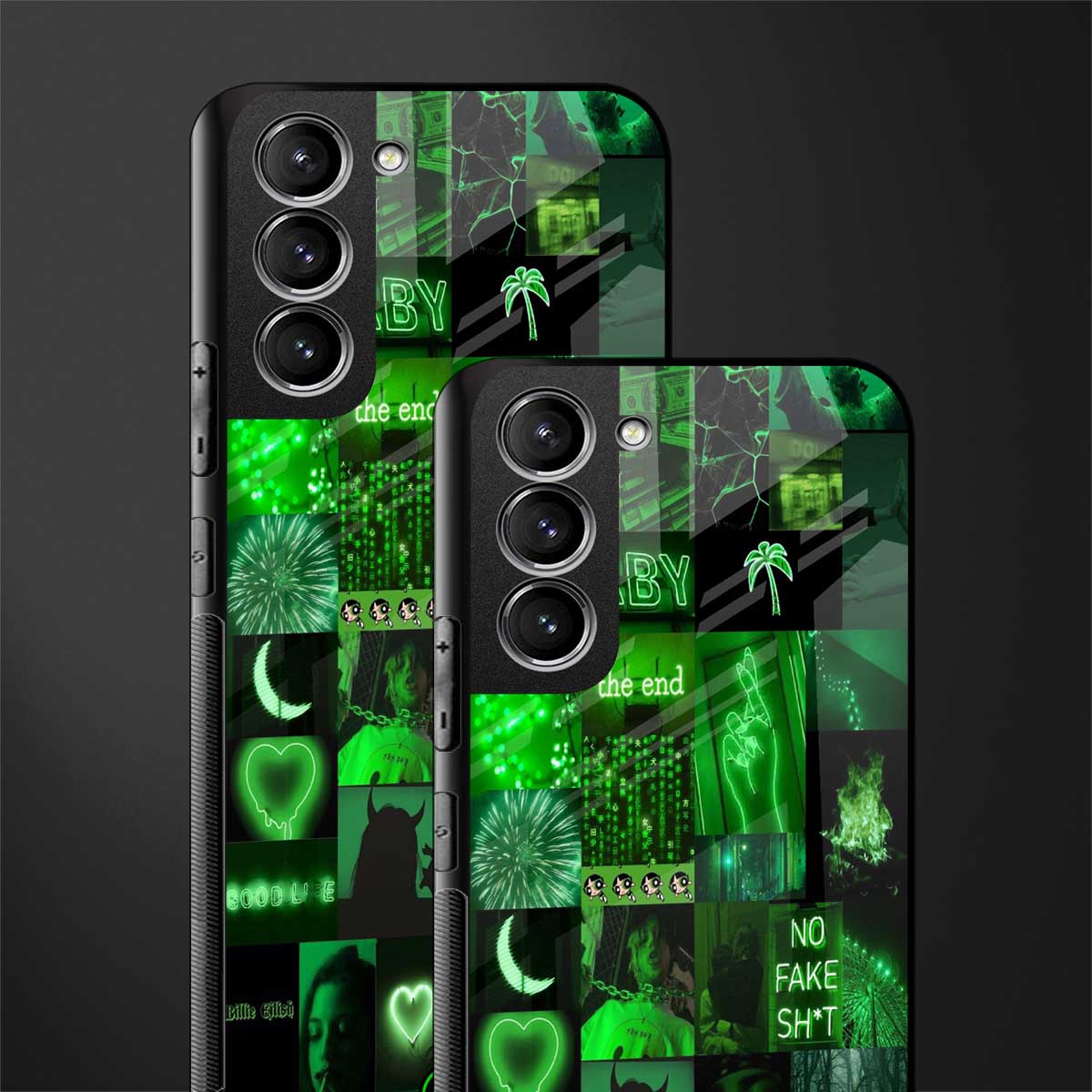 black green aesthetic collage glass case for samsung galaxy s21 plus image-2
