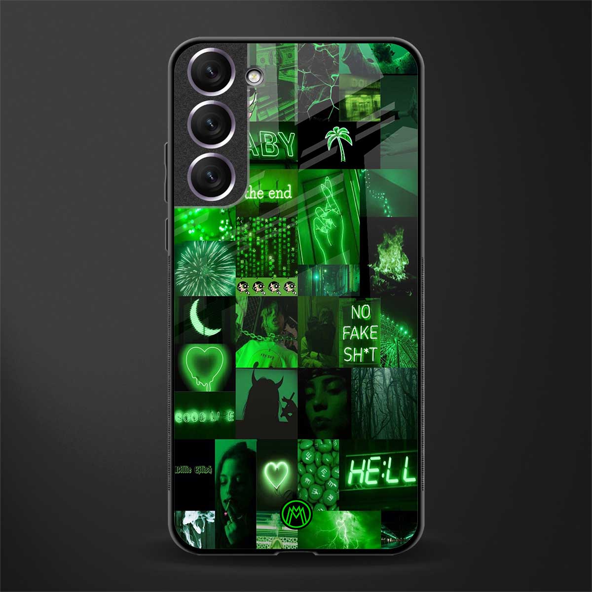 black green aesthetic collage glass case for samsung galaxy s21 plus image