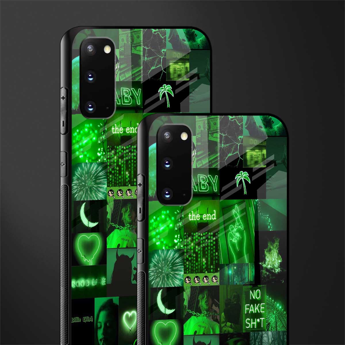 black green aesthetic collage glass case for samsung galaxy s20 image-2