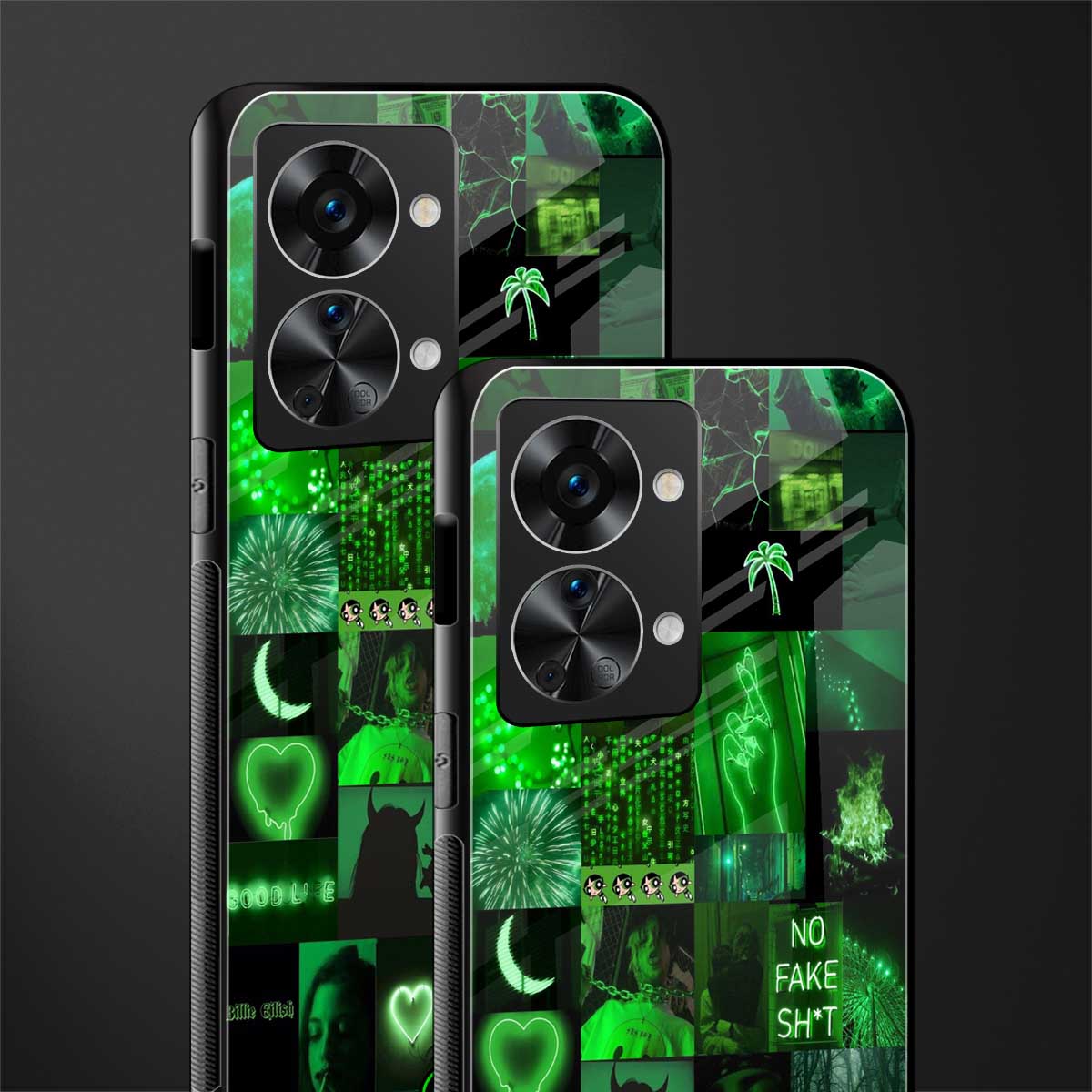 black green aesthetic collage glass case for phone case | glass case for oneplus nord 2t 5g