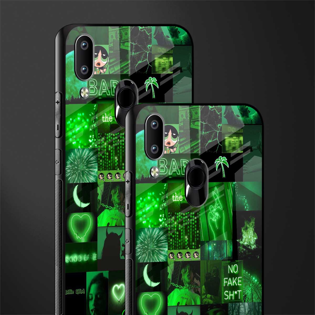 black green aesthetic collage glass case for vivo y91 image-2