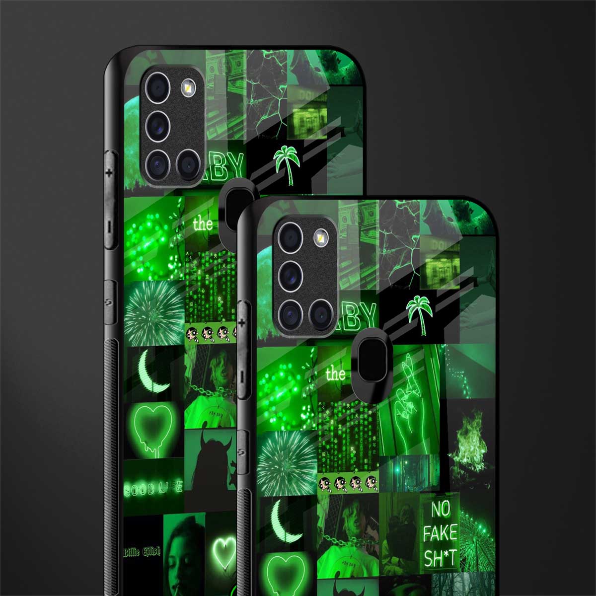 black green aesthetic collage glass case for samsung galaxy a21s image-2