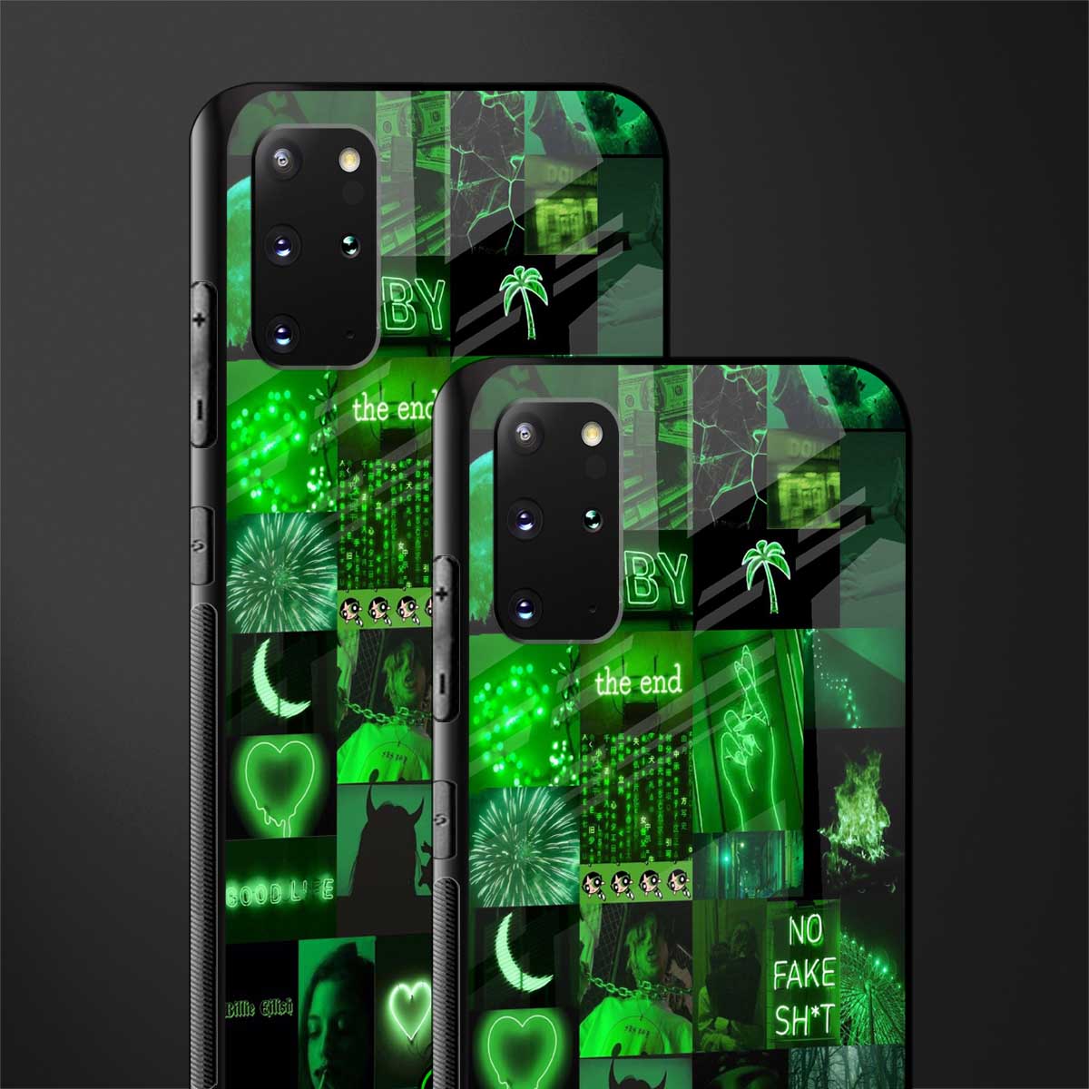 black green aesthetic collage glass case for samsung galaxy s20 plus image-2