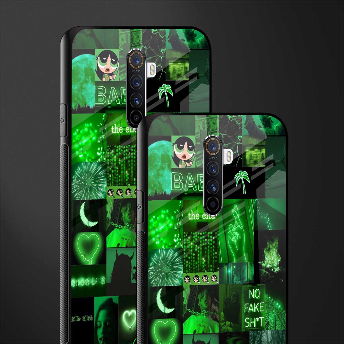 black green aesthetic collage glass case for realme x2 pro image-2