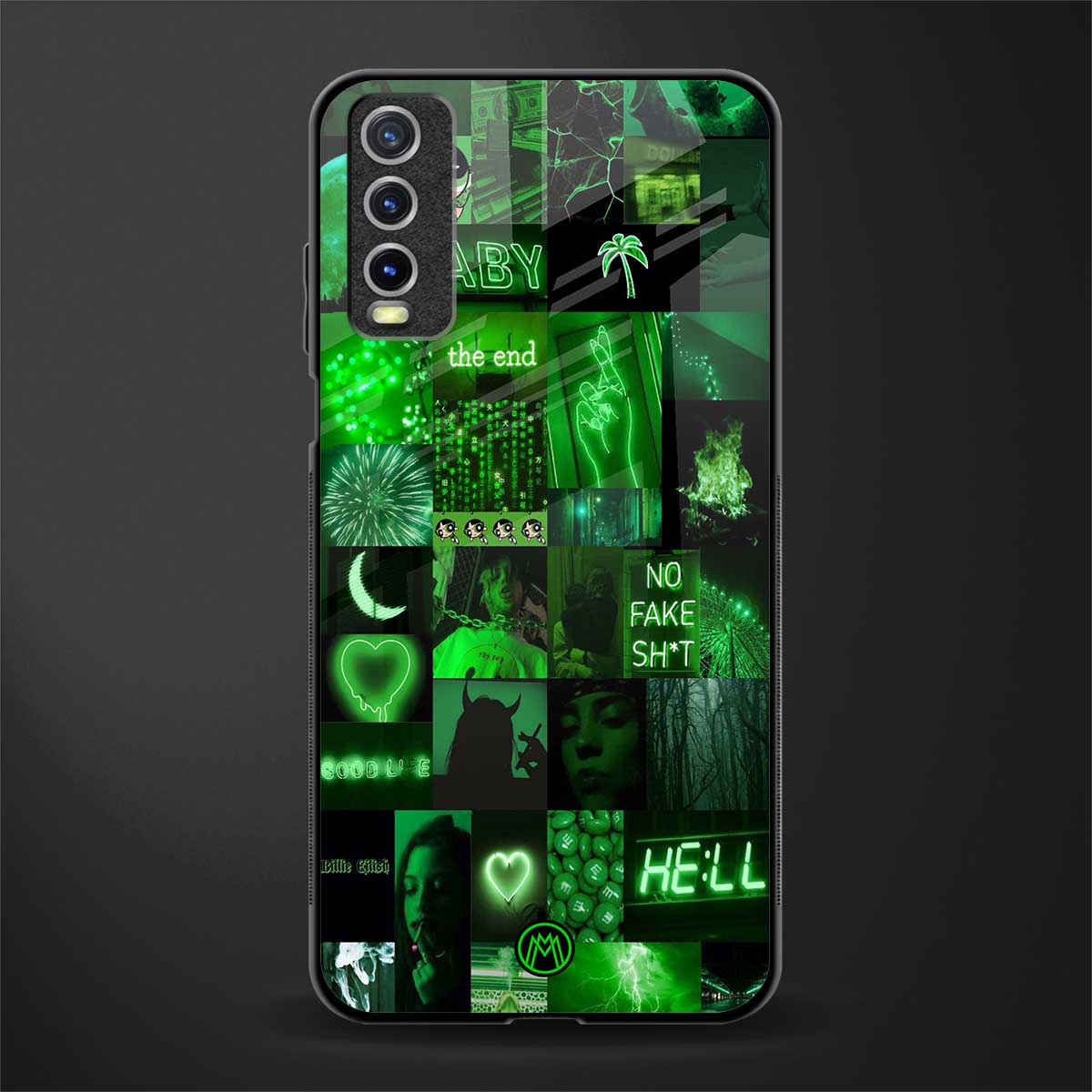 black green aesthetic collage glass case for vivo y12s image