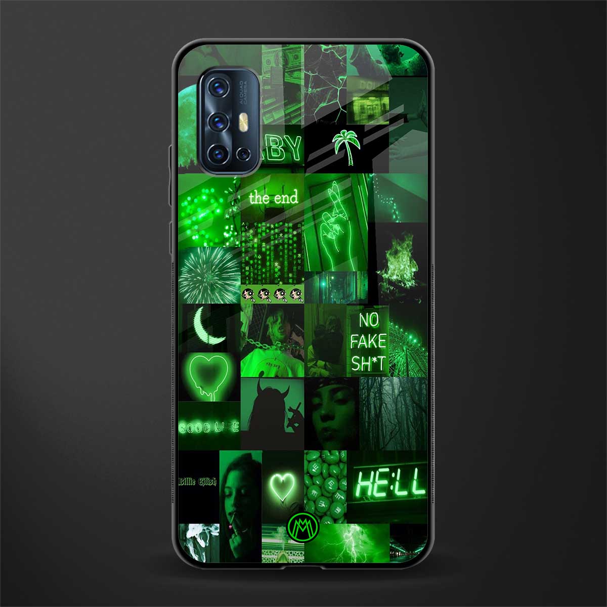 black green aesthetic collage glass case for vivo v17 image