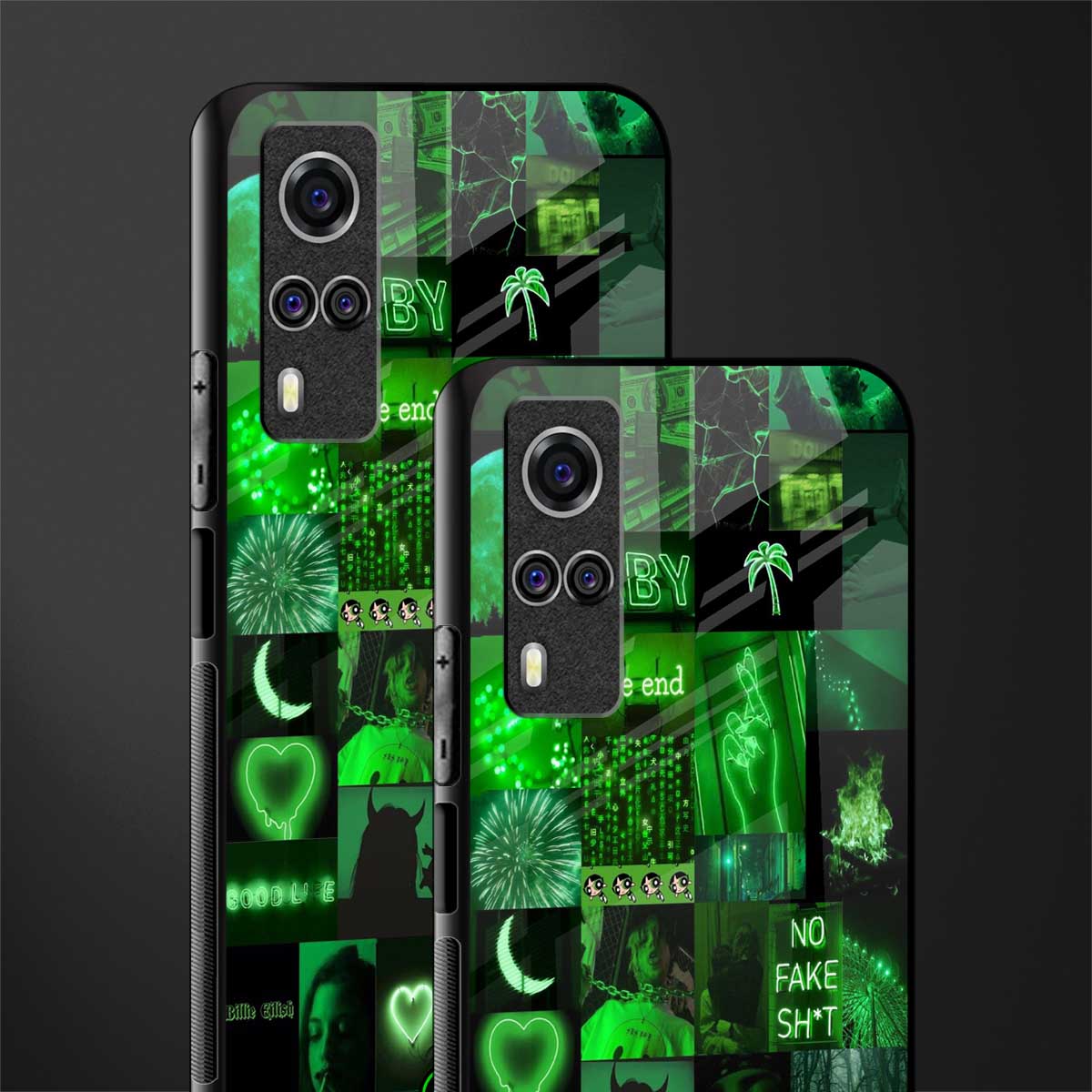 black green aesthetic collage glass case for vivo y51 image-2