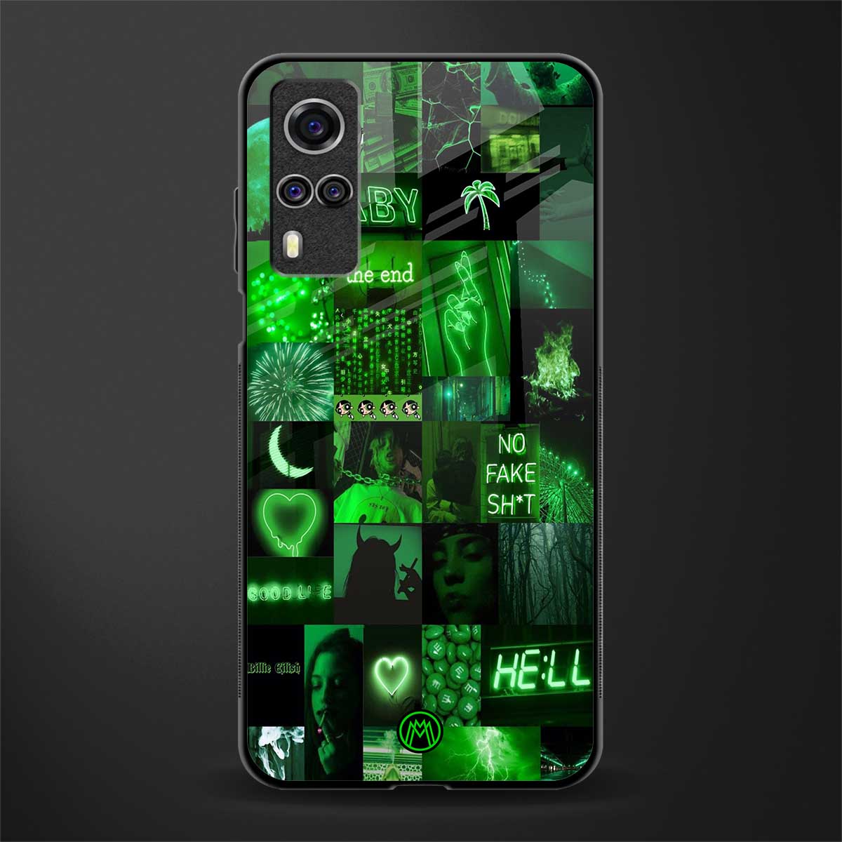 black green aesthetic collage glass case for vivo y51 image