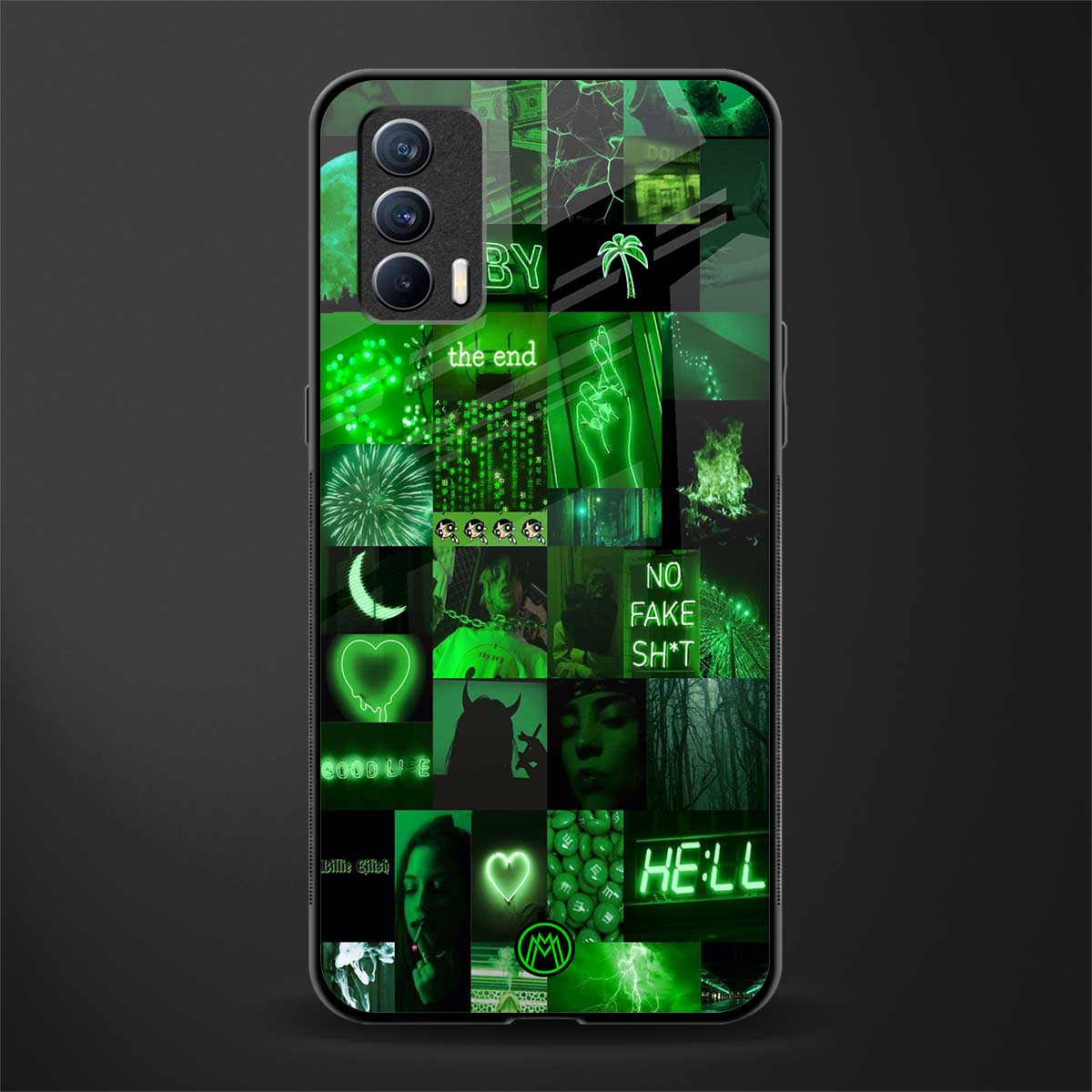 black green aesthetic collage glass case for realme x7 image