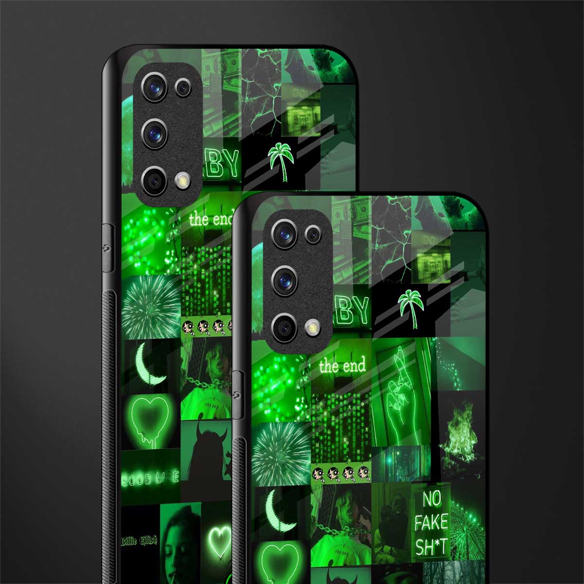 black green aesthetic collage glass case for realme x7 pro image-2