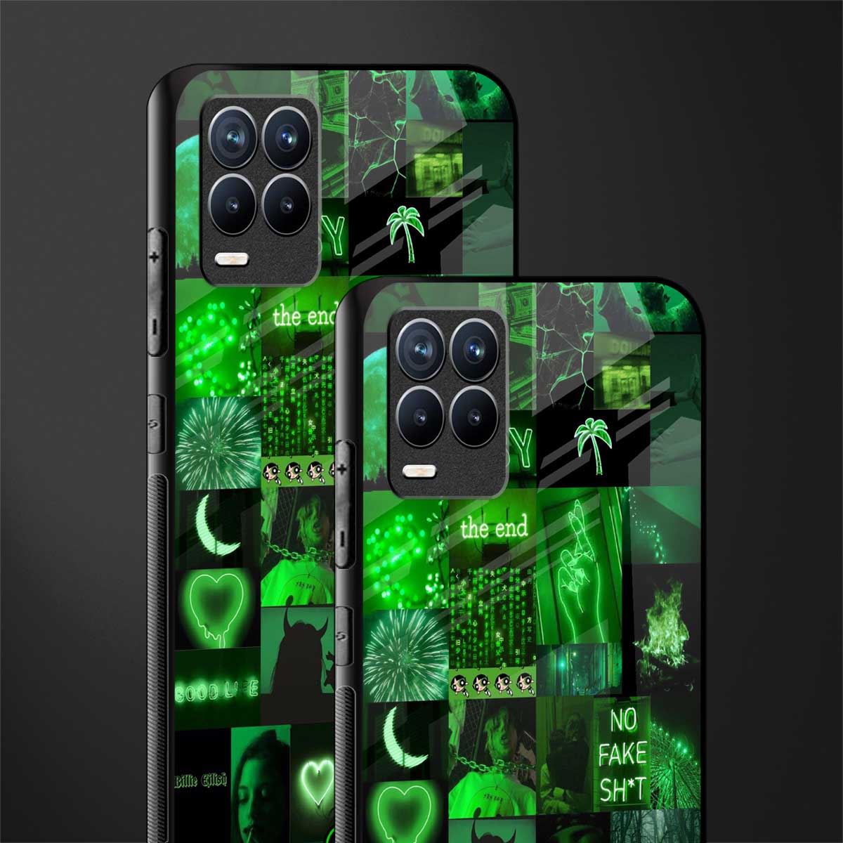 black green aesthetic collage glass case for realme 8 4g image-2