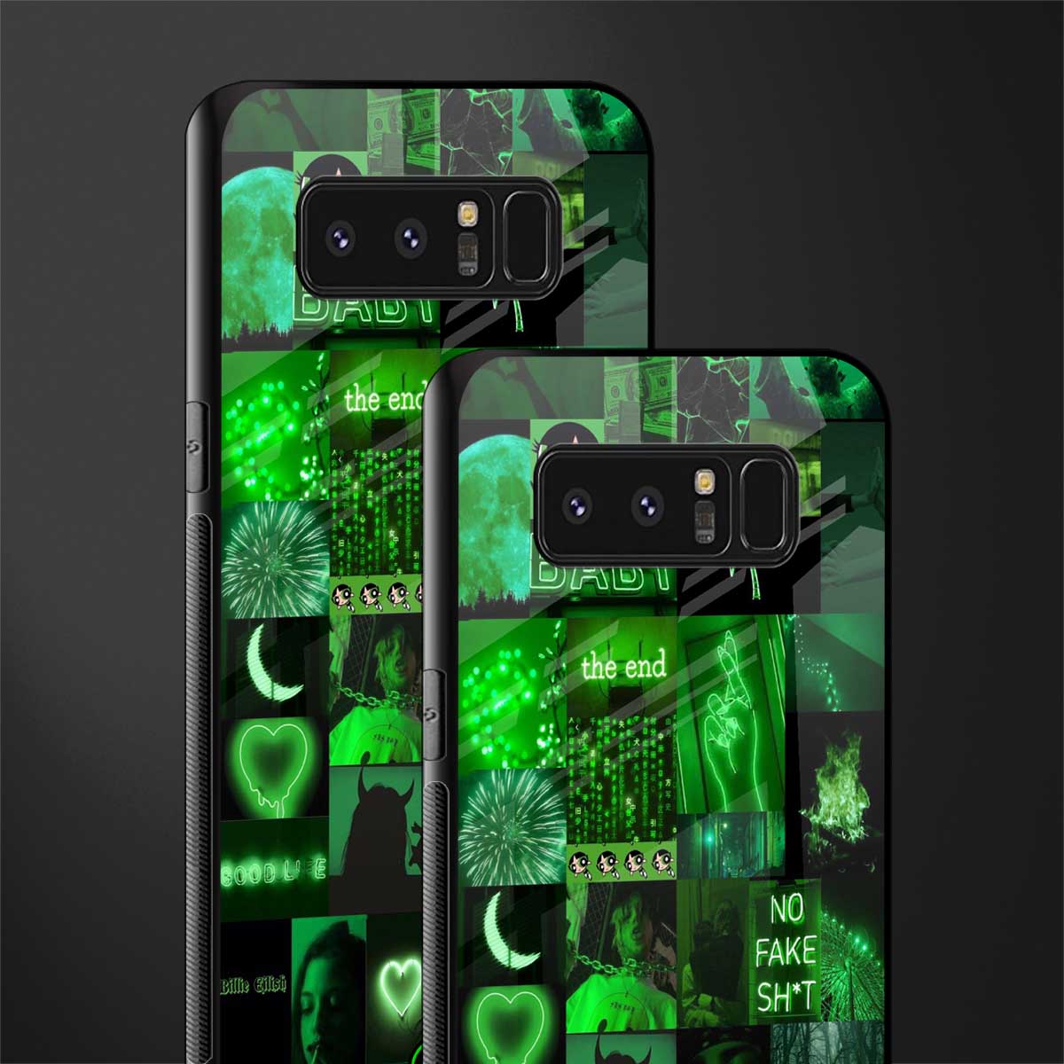 black green aesthetic collage glass case for samsung galaxy note 8 image-2