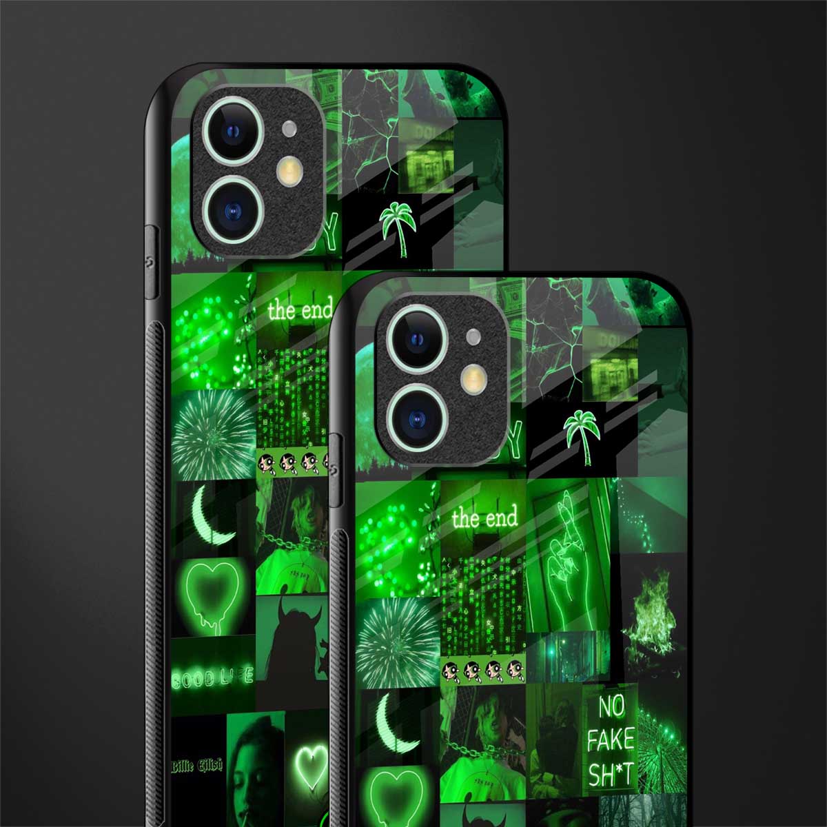 black green aesthetic collage glass case for iphone 11 image-2
