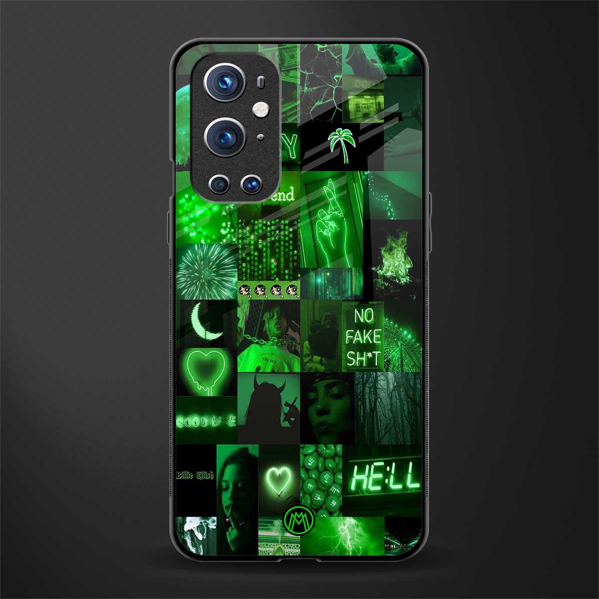 black green aesthetic collage glass case for oneplus 9 pro image