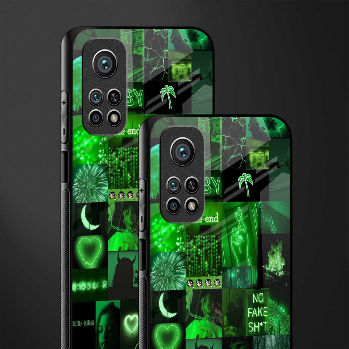 black green aesthetic collage glass case for mi 10t 5g image-2