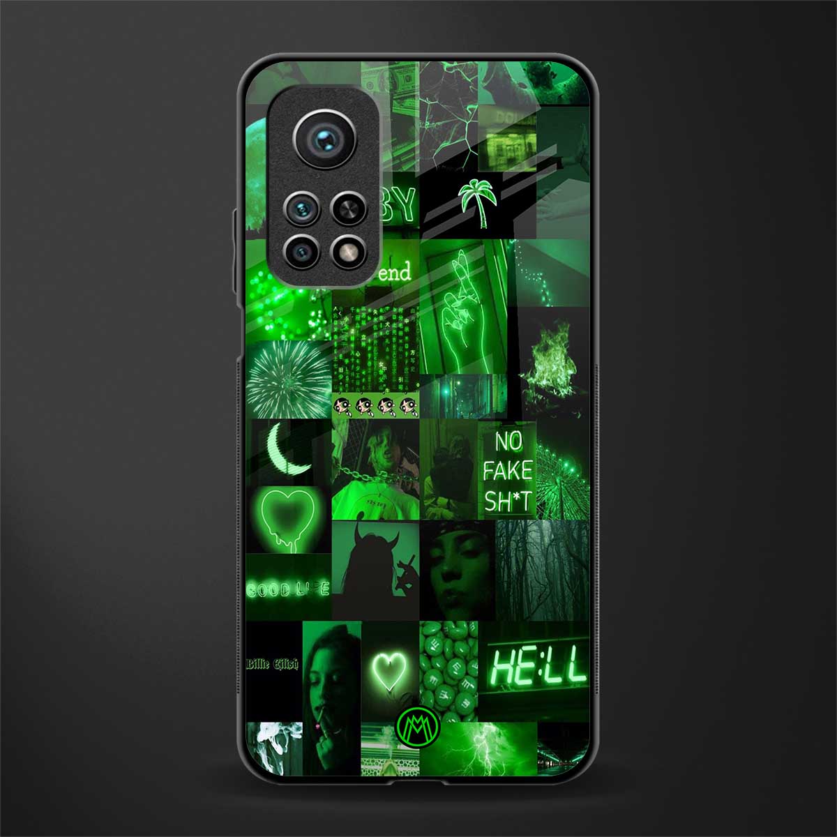 black green aesthetic collage glass case for mi 10t 5g image