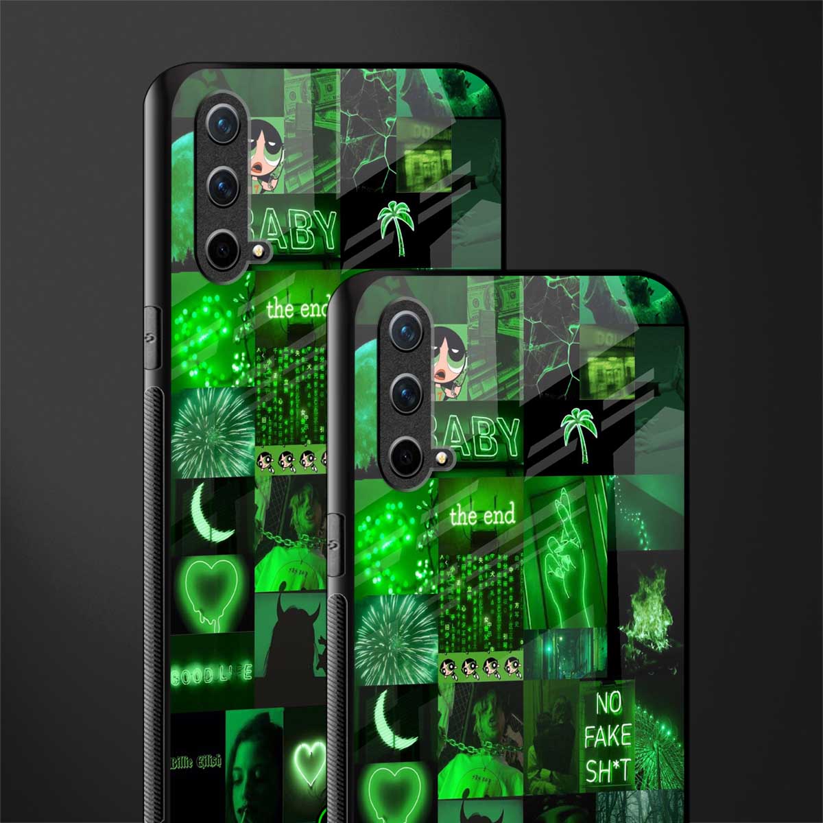black green aesthetic collage glass case for oneplus nord ce 5g image-2