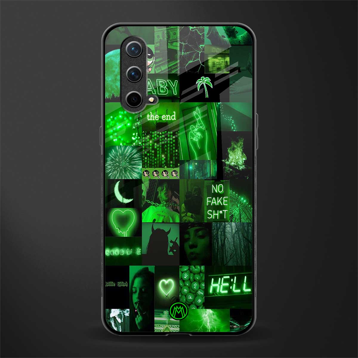 black green aesthetic collage glass case for oneplus nord ce 5g image