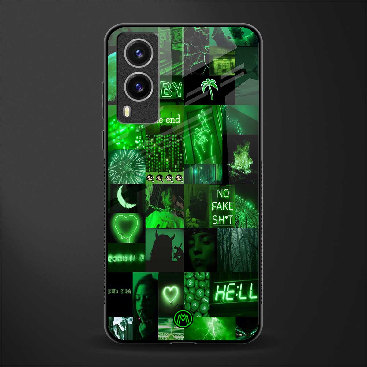 black green aesthetic collage glass case for vivo v21e 5g image