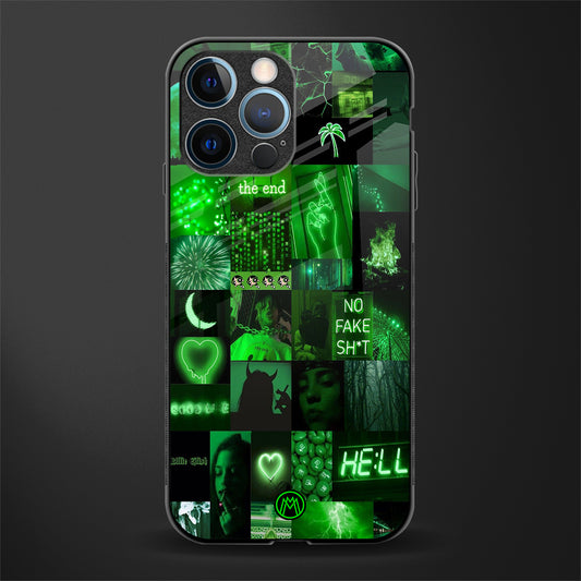 black green aesthetic collage glass case for iphone 14 pro image