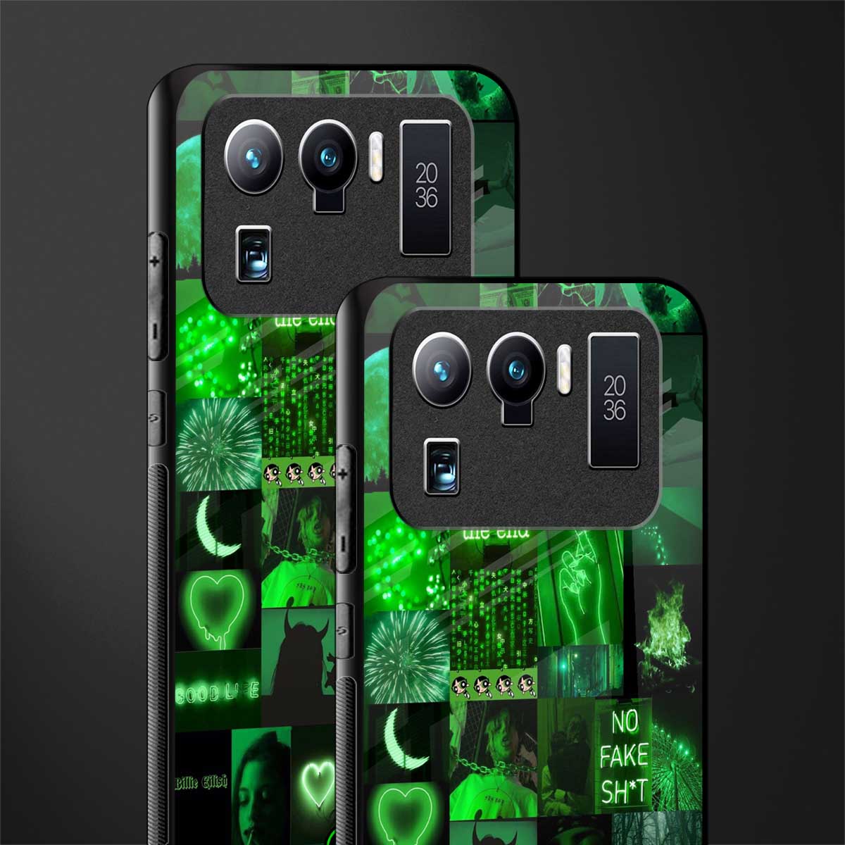 black green aesthetic collage glass case for mi 11 ultra 5g image-2