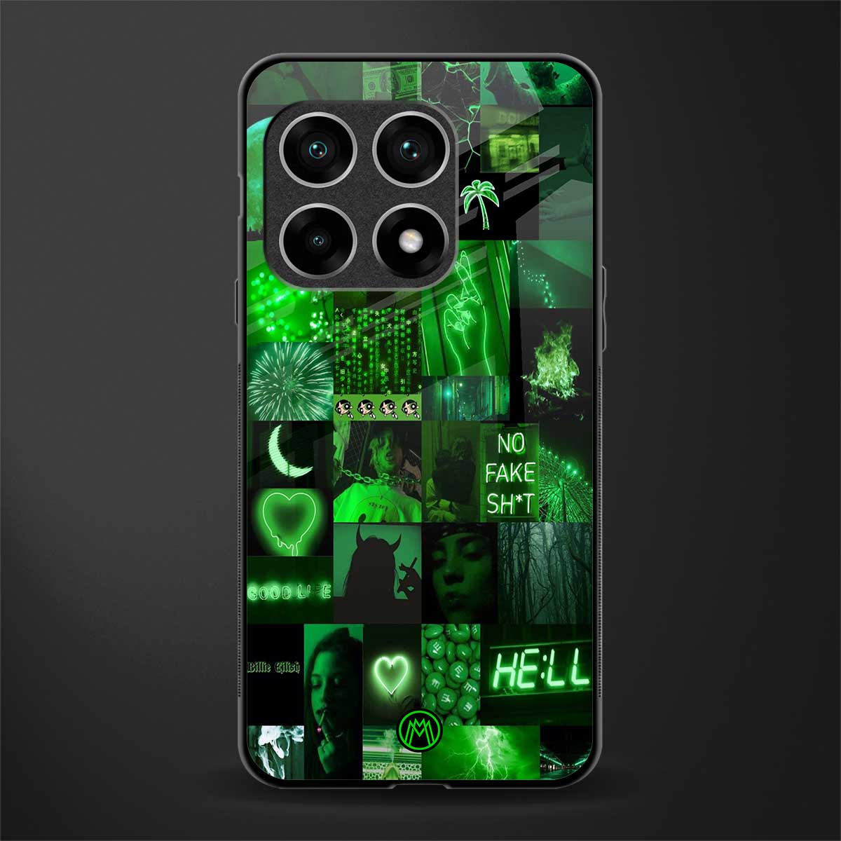 black green aesthetic collage glass case for oneplus 10 pro 5g image