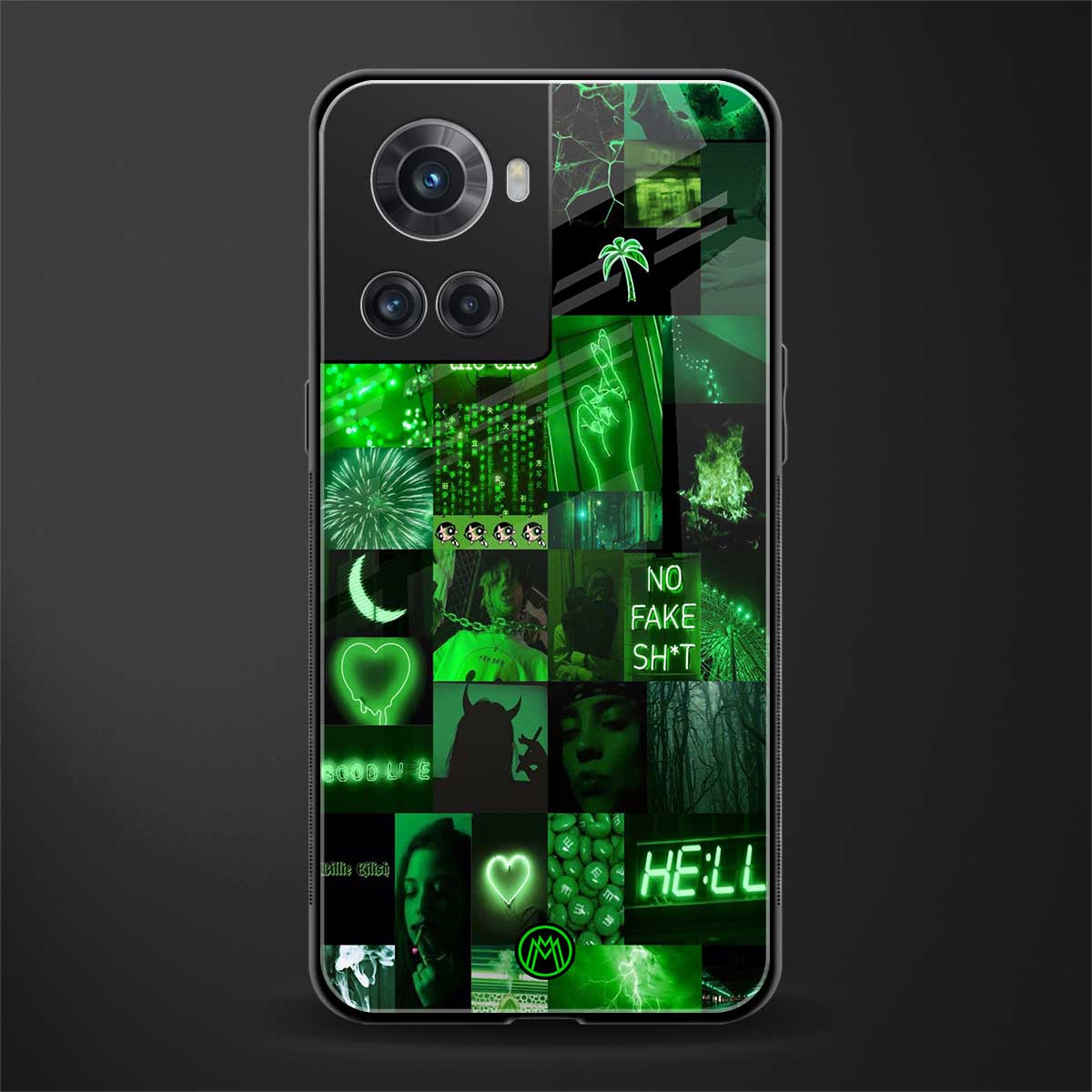 black green aesthetic collage back phone cover | glass case for oneplus 10r 5g