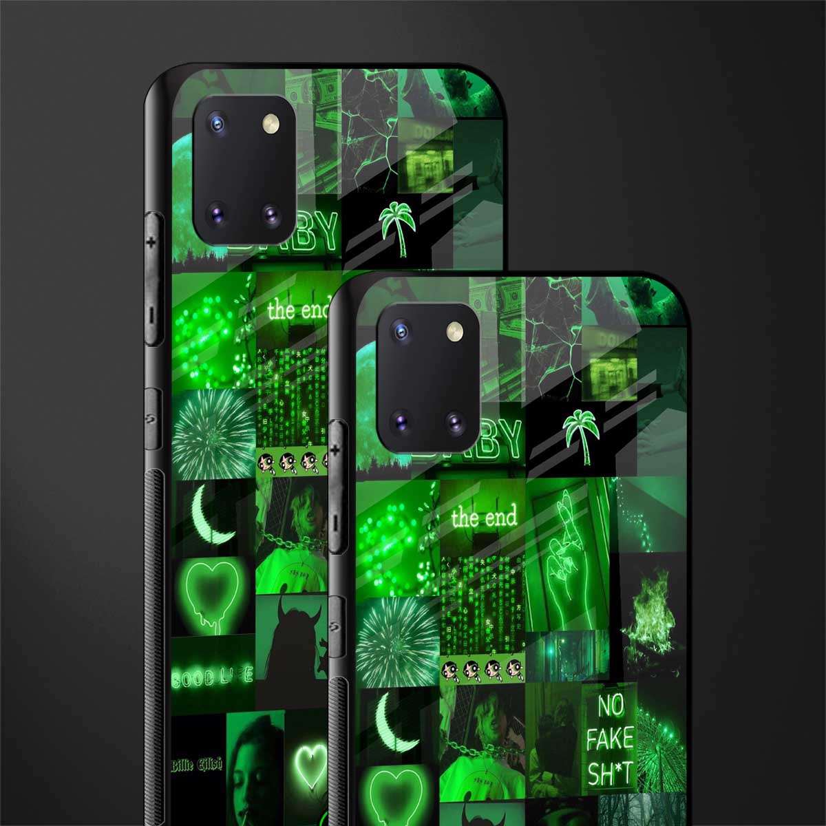 black green aesthetic collage glass case for samsung a81 image-2