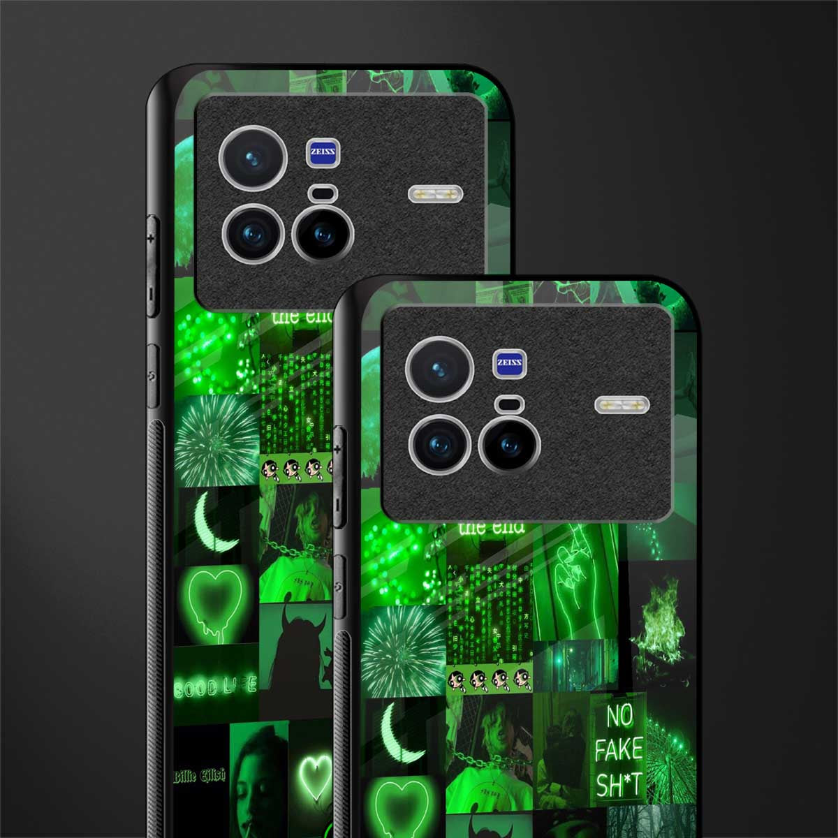 black green aesthetic collage glass case for vivo x80 image-2