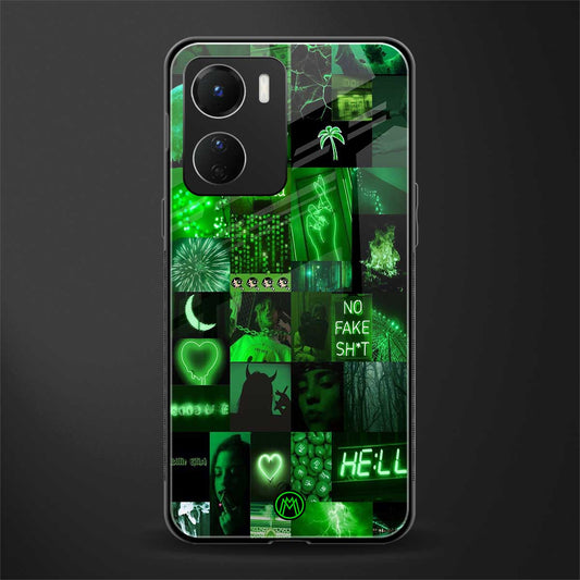 black green aesthetic collage back phone cover | glass case for vivo y16
