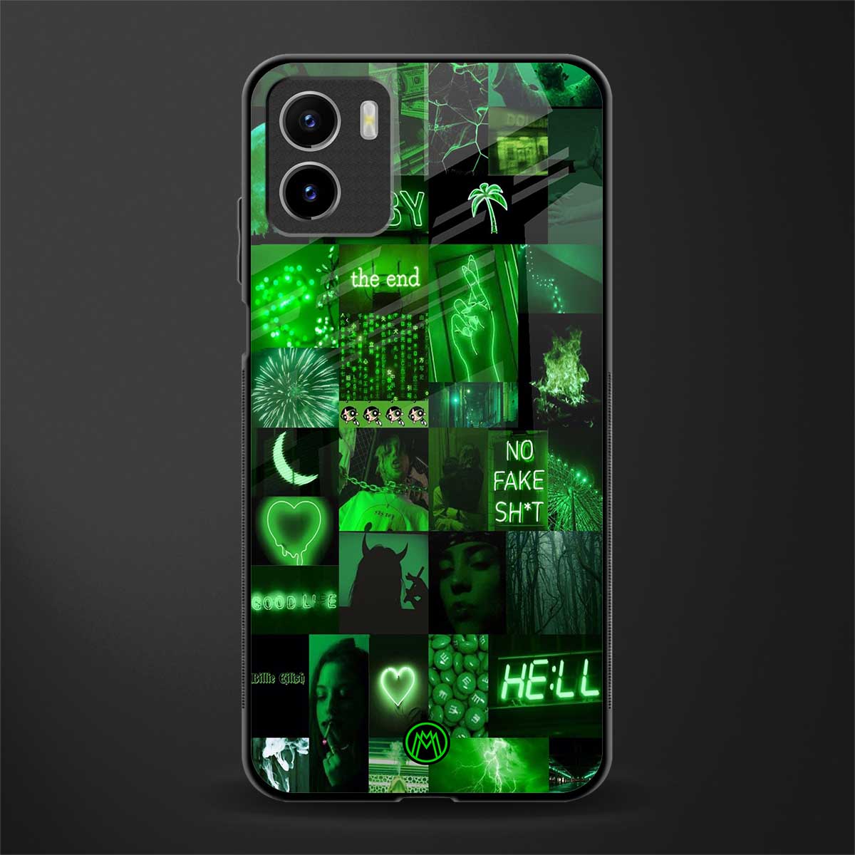 black green aesthetic collage back phone cover | glass case for vivo y72