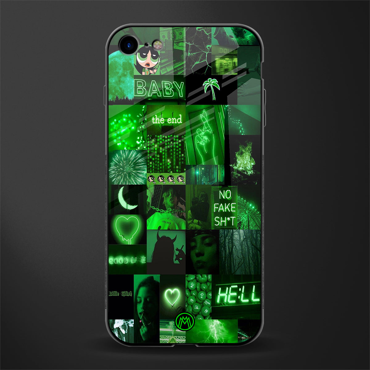 black green aesthetic collage glass case for iphone 8 image