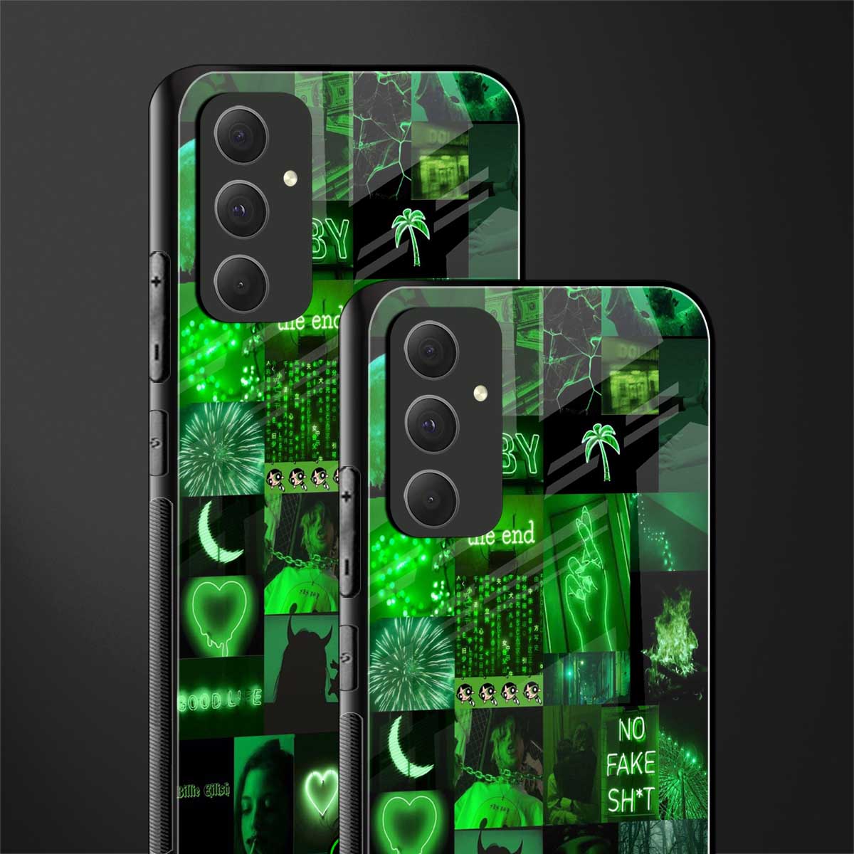 black green aesthetic collage back phone cover | glass case for samsung galaxy a54 5g