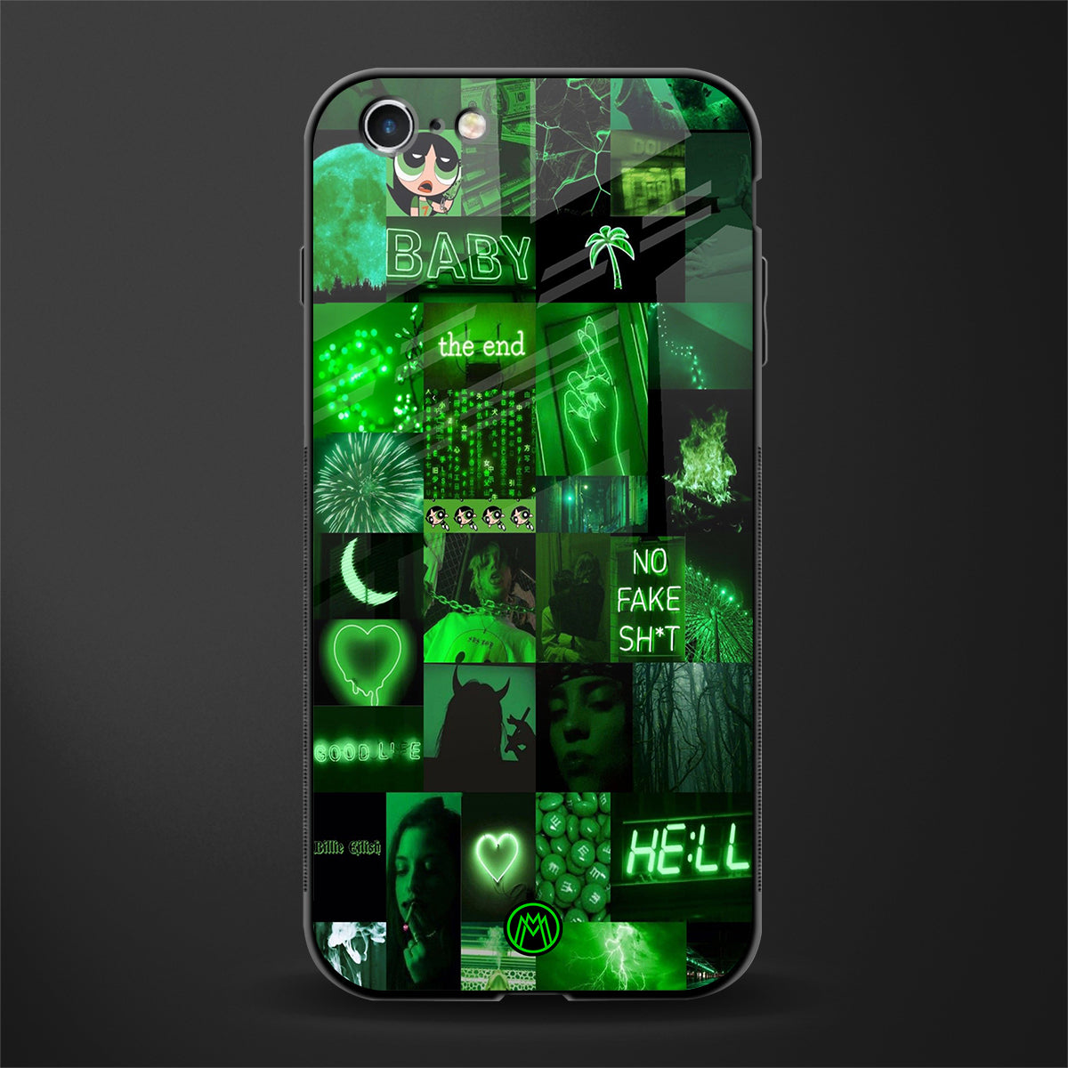 black green aesthetic collage glass case for iphone 6 image