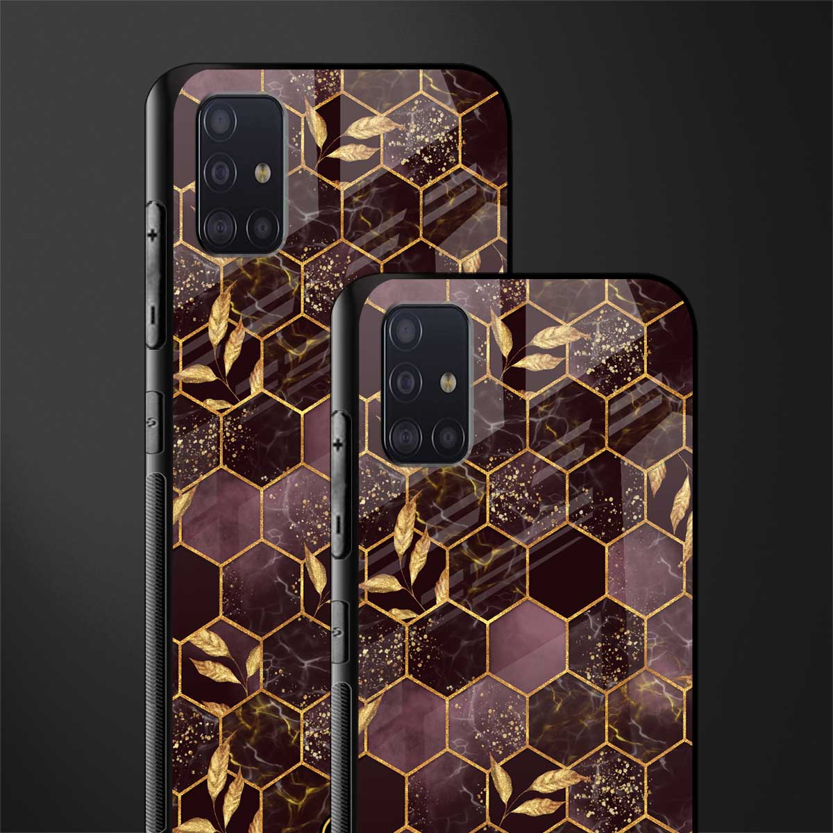 black maroon tile marble glass case for samsung galaxy a71 image-2