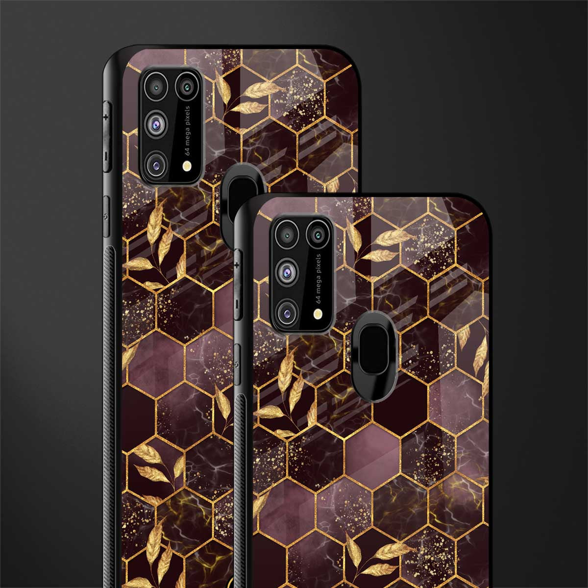 black maroon tile marble glass case for samsung galaxy f41 image-2