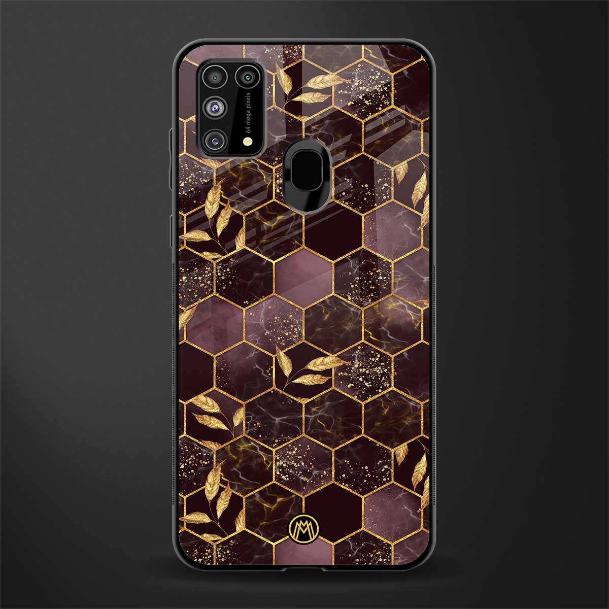 black maroon tile marble glass case for samsung galaxy f41 image